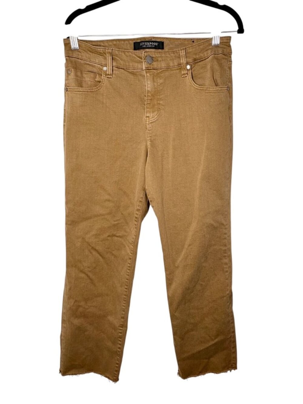 Liverpool Tan Kennedy Raw Hem Straight Crop Jeans Size 10/30 - Picture 3 of 7